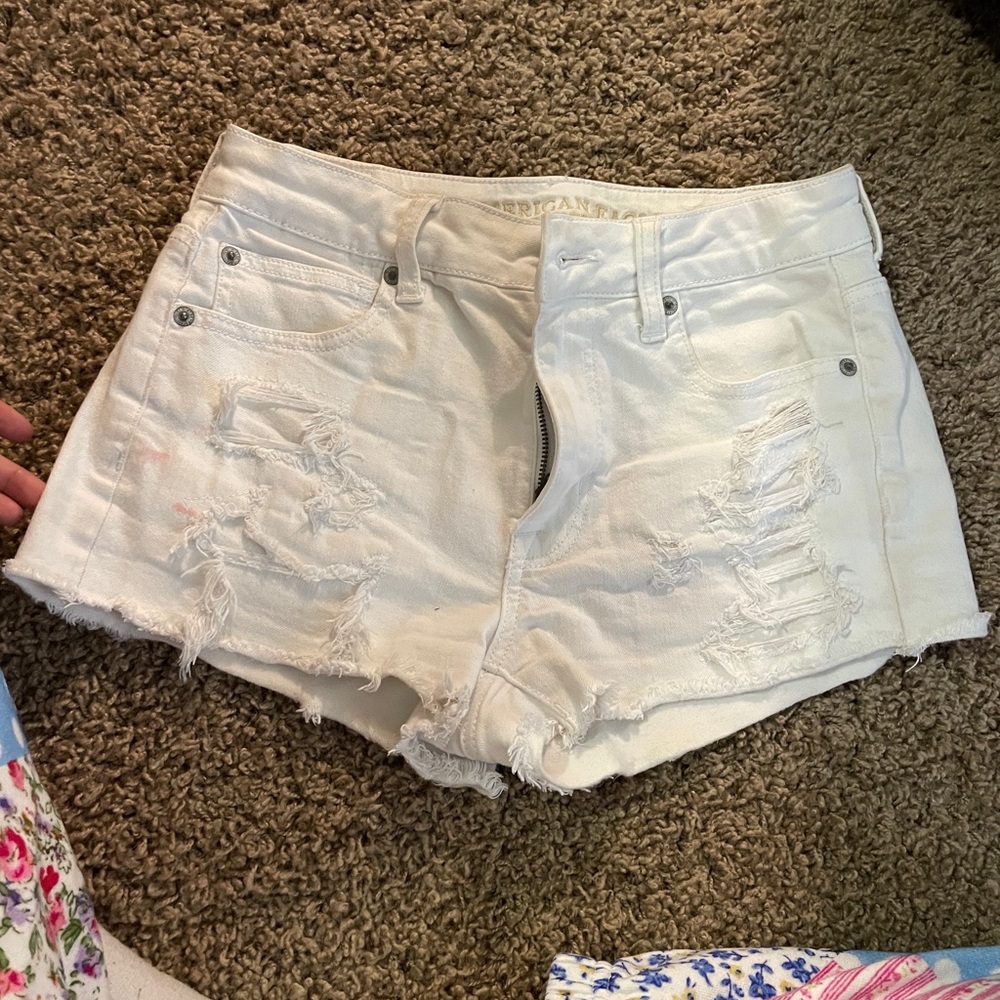White jean shorts